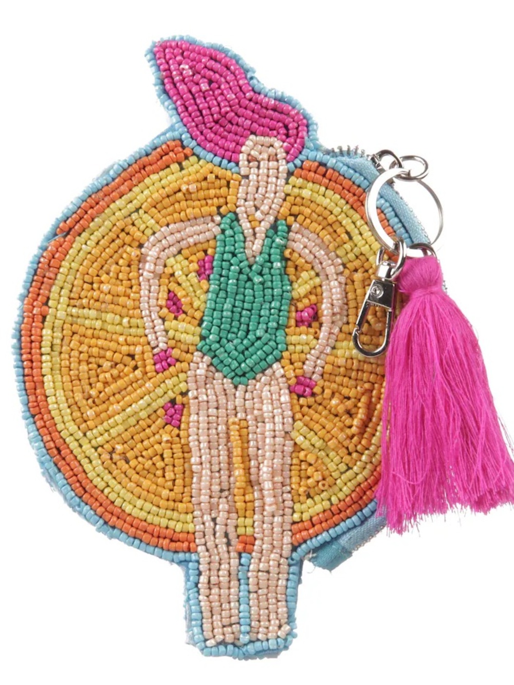 Sol And Mer Beaded Fruit Float Pouch Bag Charm Keychain